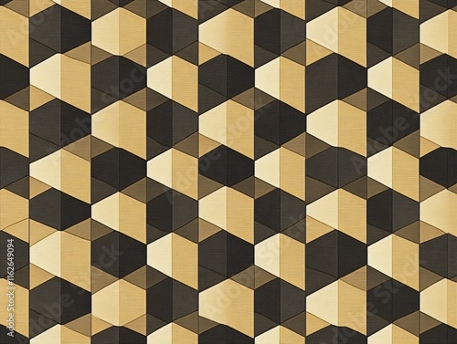 Abstract Geometric Beige and Brown Hexagon Pattern Seamless Texture