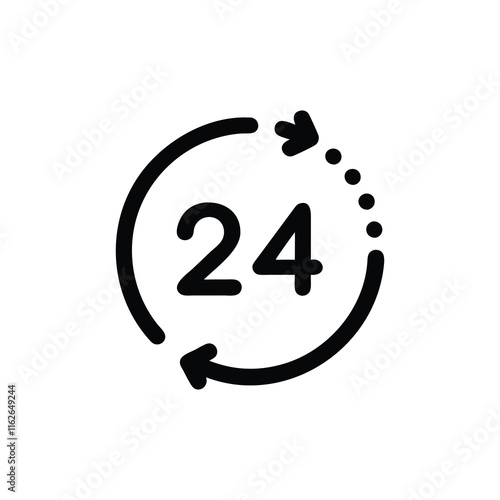 24 hours day icon vector silhouette