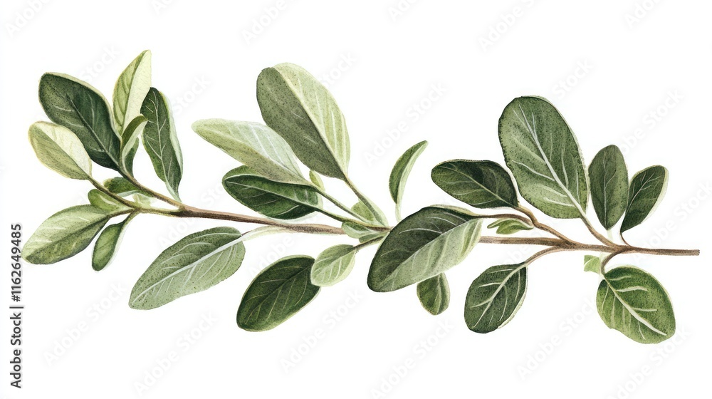 Fototapeta premium Watercolor Greenery Branch Botanical Illustration Olive Leaves Sprig Plant