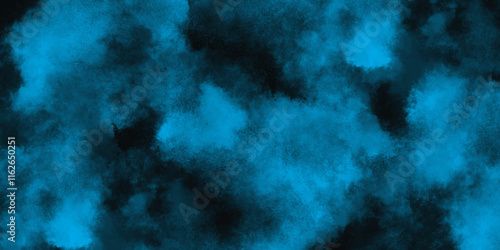 Abstract grunge decorative blue texture background with space. Blue powder explode cloud on black background. Grunge blue texture for decoration and design.	
