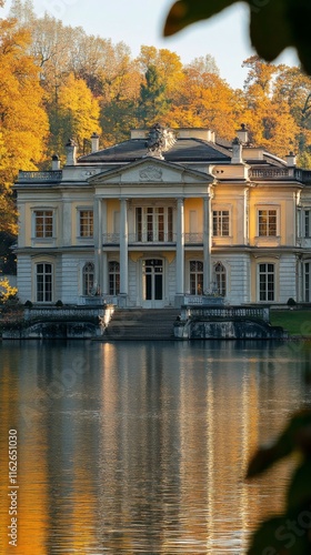 Wallpaper Mural Majestic mansion reflected in serene waters surrounded by lush greenery in a tranquil setting Torontodigital.ca