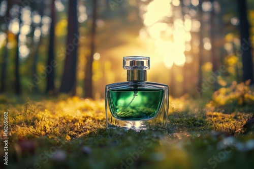 Enchanting Fragrance Bottle in Forest Sunrise photo