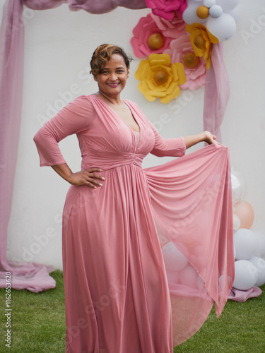 bride in wedding dress with flowers