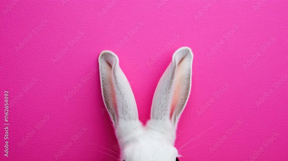 Cute Rabbit Ears Against Bright Pink Background for Spring Theme Cute Rabbit Ears Against Bright Pink Background for Spring Theme
