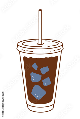 Vector isolated illustration of iced coffee take away cup with straw