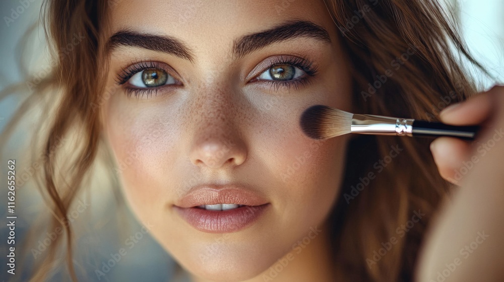 Close-Up of Makeup Application on Model Close-Up of Makeup Application on Model