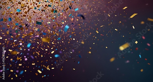 Colorful glitter and confetti on a bright gradient background. Eve event posters, party invitations, pop art