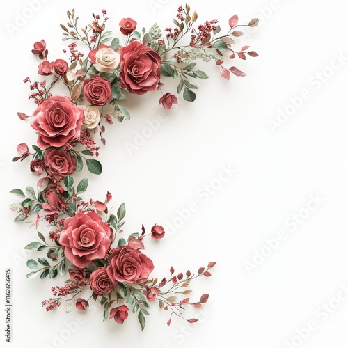 Beautiful arrangement of pink and cream roses with greenery, perfect for decoration, crafts, and artistic designs.