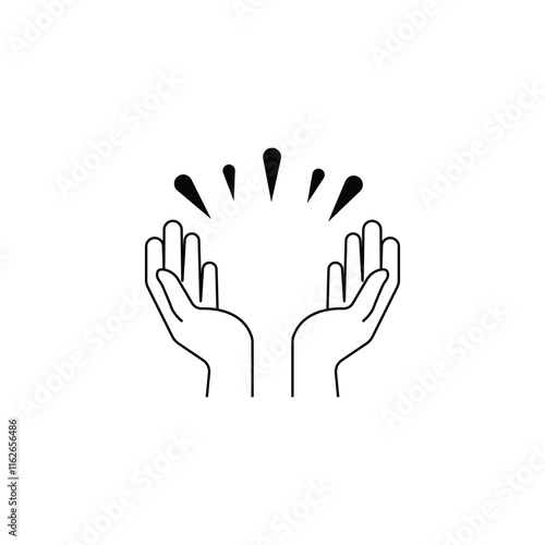 Praying hands icon on white background