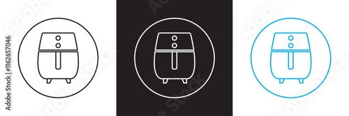 Air fryer icon. cooking fry appliance icon simple . Cooking air fryer appliance icon for logo, website, social media, mobile app etc Vector illustration. isolated on white and black background. EPS 10