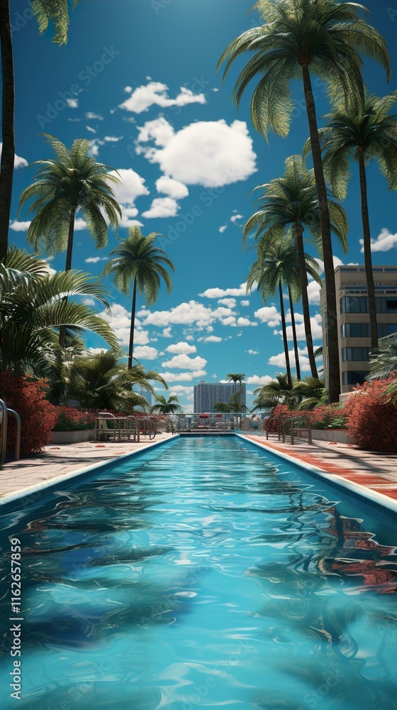 Fototapeta premium pool in tropical resort HD 8k wallpaper stoke photographic image