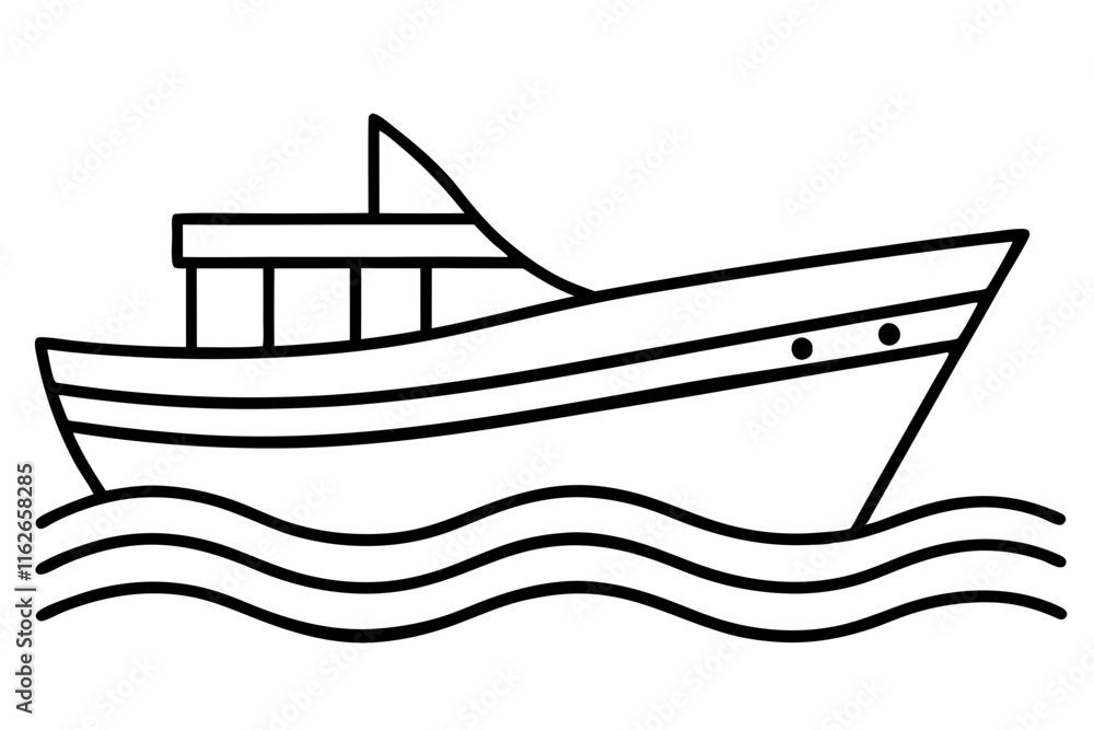 Minimalist Boat Line Art Illustration - Vector SVG Design Minimalist Boat Line Art Illustration - Vector SVG Design