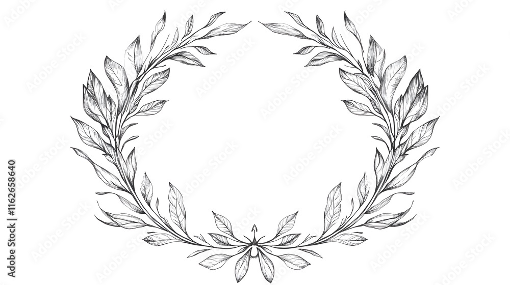 Fototapeta premium Elegant Hand Drawn Floral Wreath Design