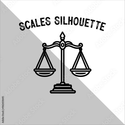 Weight Balance Scale Silhouette. Scale Silhouette, Justice,Balance Illustration.  