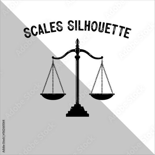 Weight Balance Scale Silhouette. Scale Silhouette, Justice,Balance Illustration.  