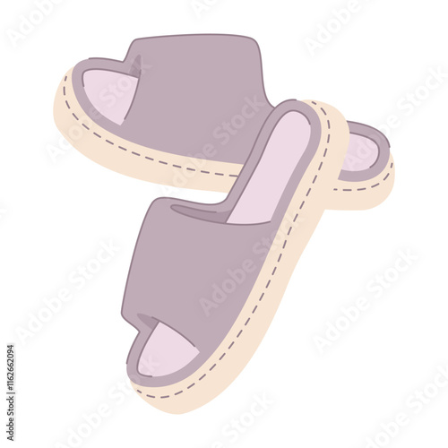 Cartoon house colorful slippers. Indoor shoes, cozy flip flops, warm home footwear, cute animal muzzles decor, funny soft boots, flat illustration vector