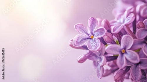 A close-up of delicate purple lilac flowers against a soft background.