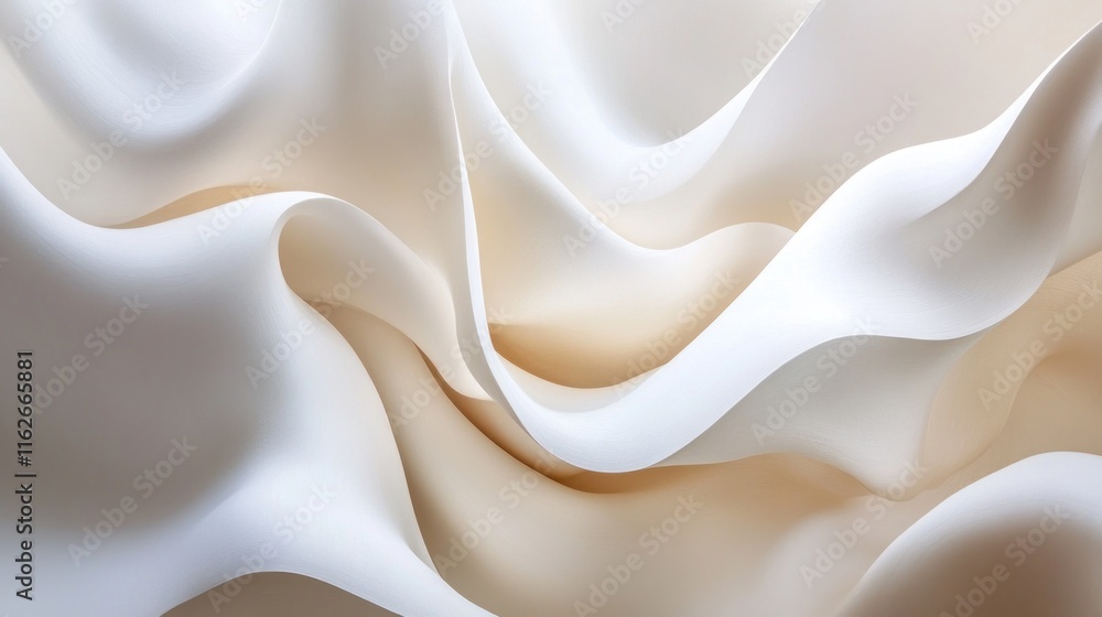 Obraz premium A close-up of flowing, silky fabric in soft cream and white hues.