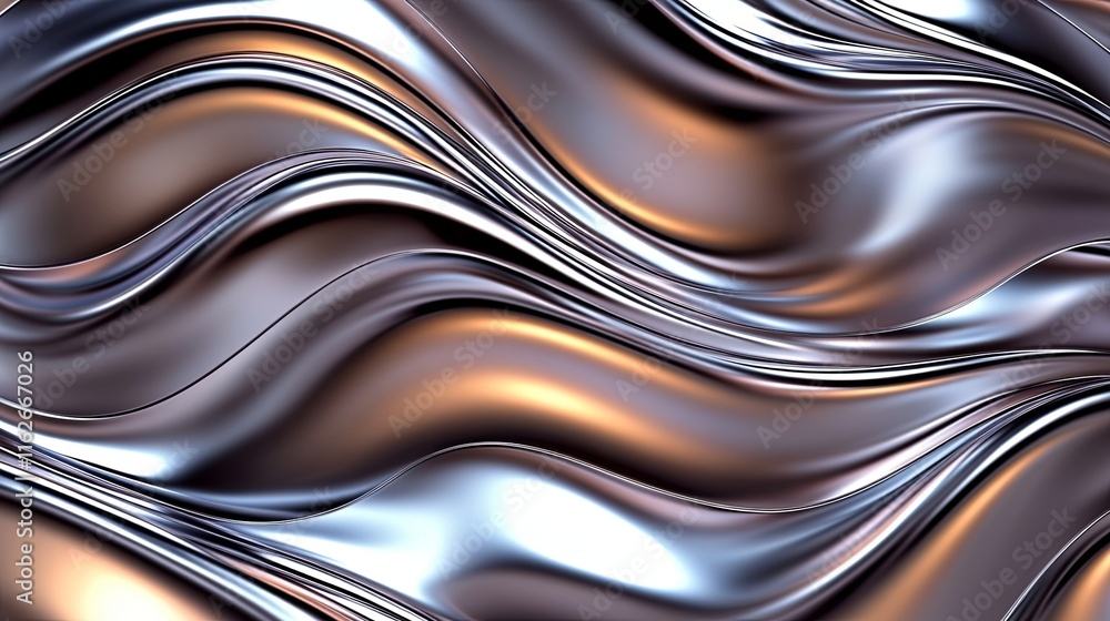 Glossy Brushed Aluminum Background with Smooth Waves Glossy Brushed Aluminum Background with Smooth Waves