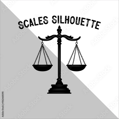 Weight Balance Scale Silhouette. Scale Silhouette, Justice,Balance Illustration.  