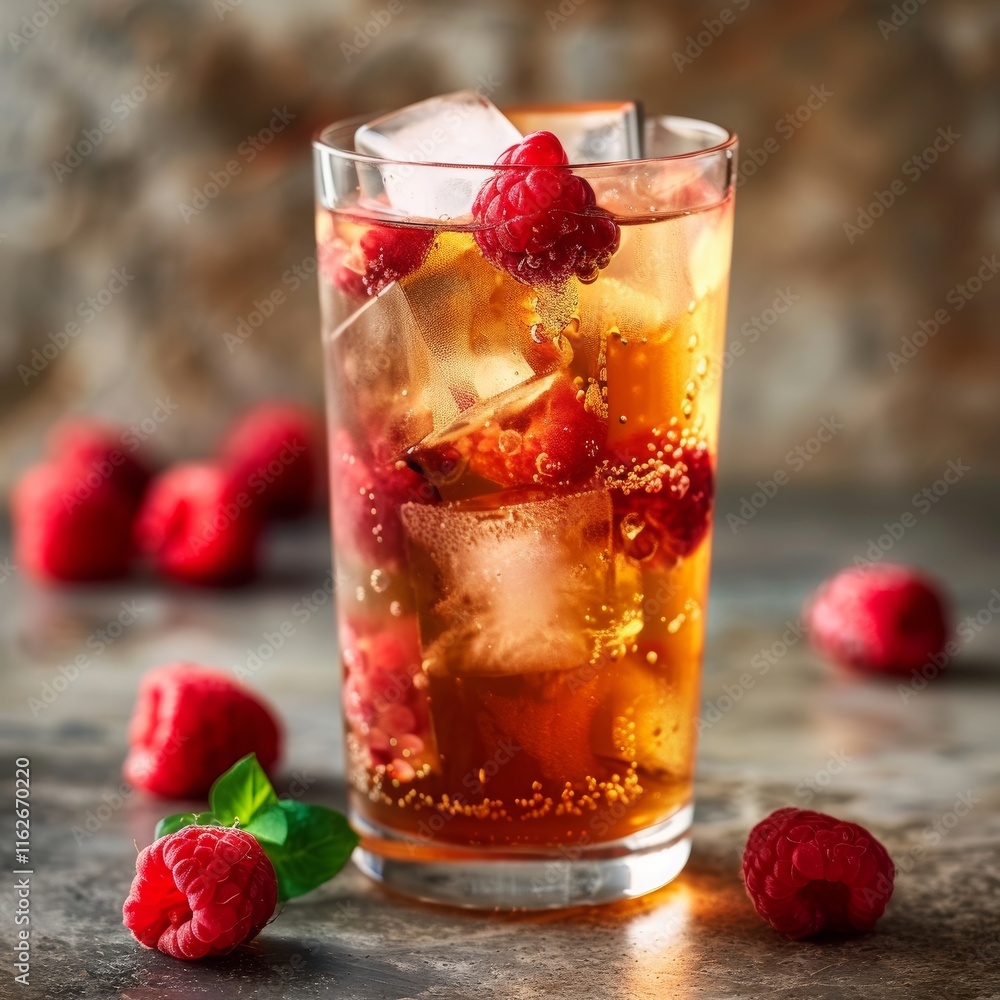 Berry iced tea. Raspberry iced tea. Raspberries in a glass, ice. Berry iced tea. Raspberry iced tea. Raspberries in a glass, ice.