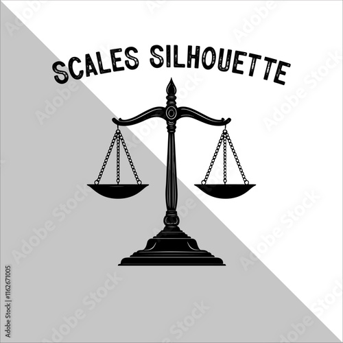Weight Balance Scale Silhouette. Scale Silhouette, Justice,Balance Illustration.  