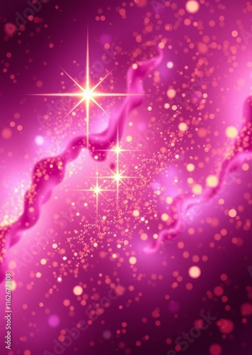 Vibrant pink galaxy nebula, cosmic stardust, shimmering particles, bright star burst, celestial light rays, ethereal space background, dreamy astronomical scene, glowing cosmos, magical universe, fant photo