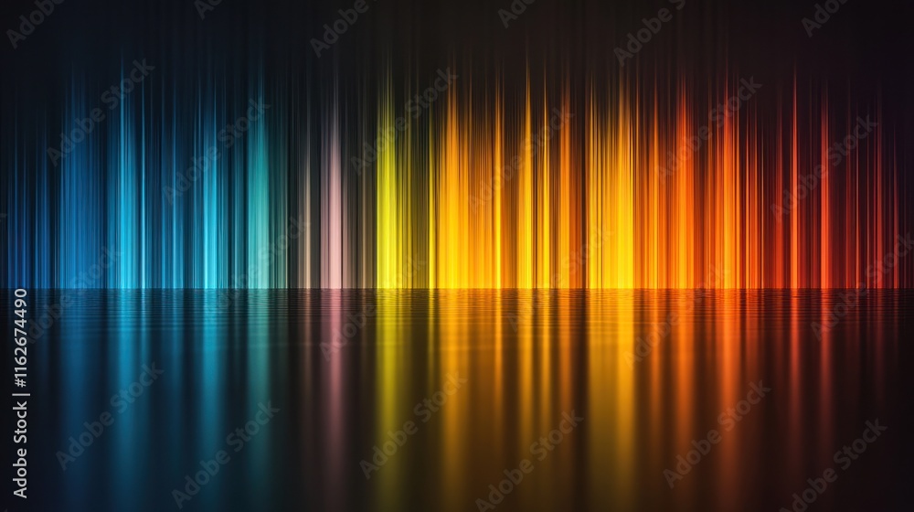 Abstract colorful light streaks reflected on dark surface. Abstract colorful light streaks reflected on dark surface.