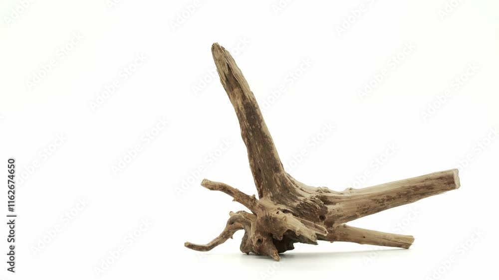 A uniquely shaped Red Moor Wood root rotating 360 degrees on a white background. Perfect for aquascaping, artistic projects, interior design, or showcasing natural organic forms. A uniquely shaped Red Moor Wood root rotating 360 degrees on a white background. Perfect for aquascaping, artistic projects, interior design, or showcasing natural organic forms.