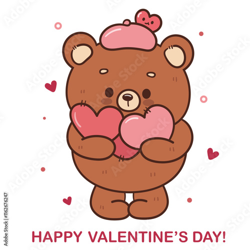 teddy bear with heart kawaii animal cartoon valentine card