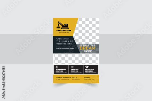 Construction business Corporate Flyer Design, Construction Flyer Template, Construction Renovation Flyer Template Design, business construction company, Construction Flyer Layout design