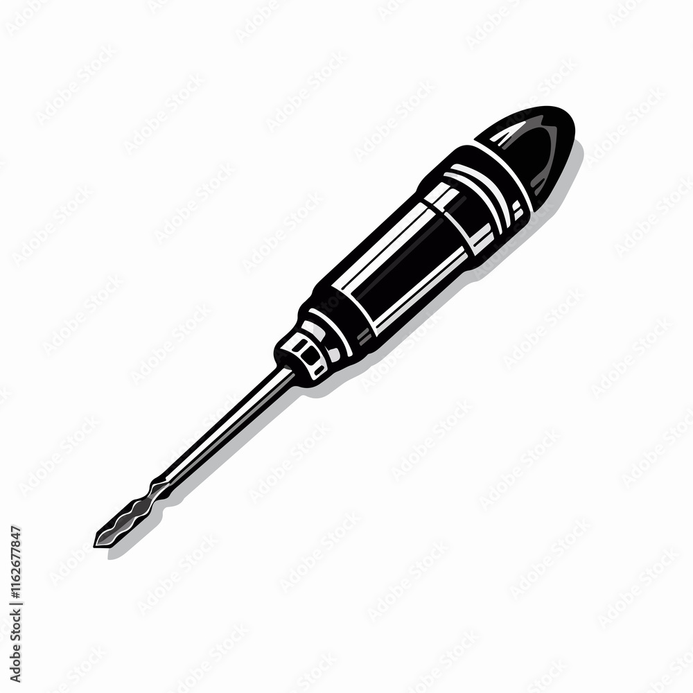 Fototapeta premium Professional screwdriver tool equipment in black and white vector illustration