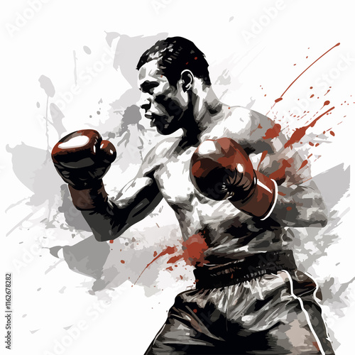 Professional black and white boxing championship photo for sport events promotion