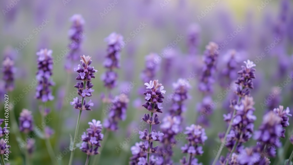 Close-up of blooming lavender flowers in a field, perfect for themes of nature, relaxation, and aromatherapy. Close-up of blooming lavender flowers in a field, perfect for themes of nature, relaxation, and aromatherapy.