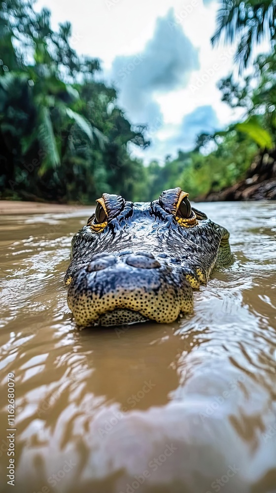 Obraz premium Alligator Head Emerging From Tropical Water