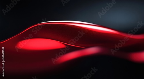 A close-up shot of red lipstick, illuminated by soft studio lighting against a dark background. T