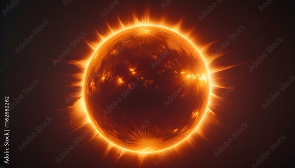 Un sol grande y ardiente con una superficie brillante y resplandeciente y manchas solares prominentes. El sol parece ser el tema principal, llenando el encuadre contra un fondo oscuro Un sol grande y ardiente con una superficie brillante y resplandeciente y manchas solares prominentes. El sol parece ser el tema principal, llenando el encuadre contra un fondo oscuro