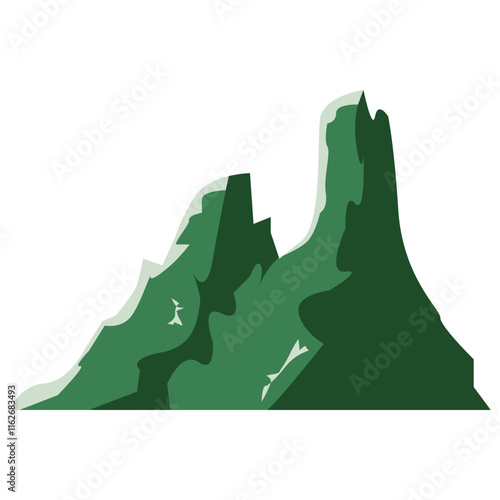 Flat Green Mountain Illustration.