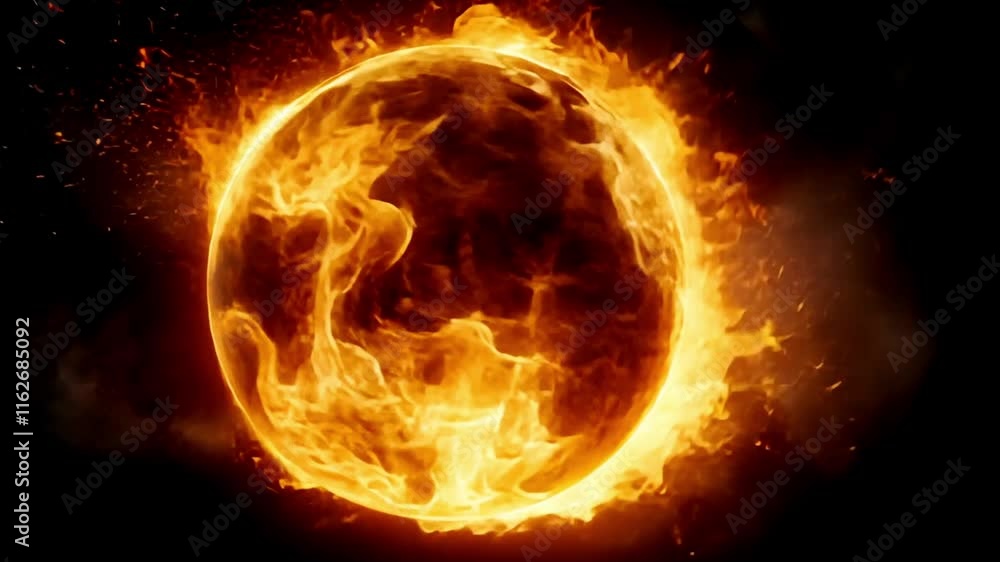 Fiery Orb: Infernal Blaze Enveloping Planet Fiery Orb: Infernal Blaze Enveloping Planet