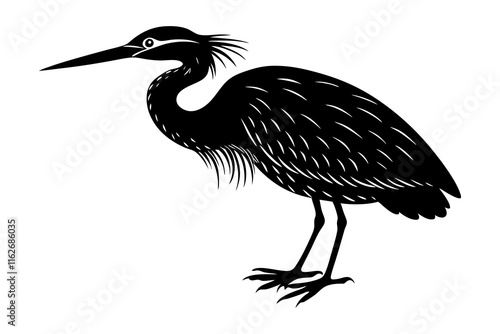 Snowy Egret Silhouette Vector Illustration