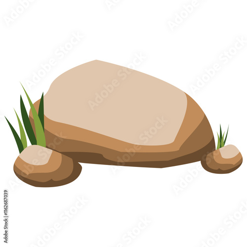Grass Stone Clipart. Different shapes of stone with moss.