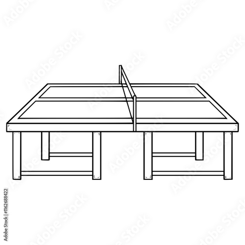 table Ping-Pong illustration hand drawn outline vector