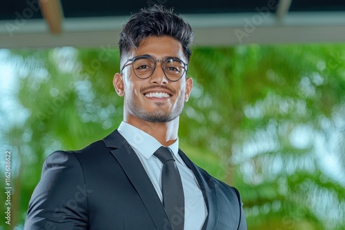 Confident Indian Business Leader Smiling in Office photo