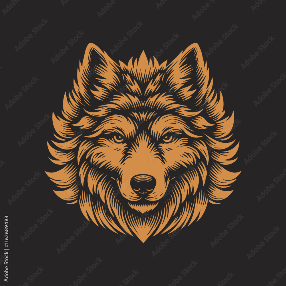 Fototapeta premium Monochrome Wolf Head Design