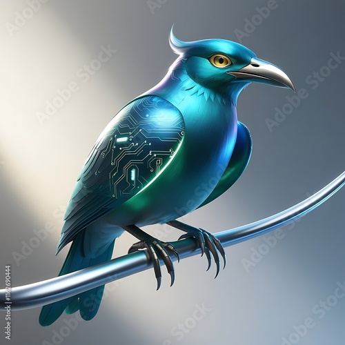 Digital cybernetic bird high resolution.High resolution hd image. photo