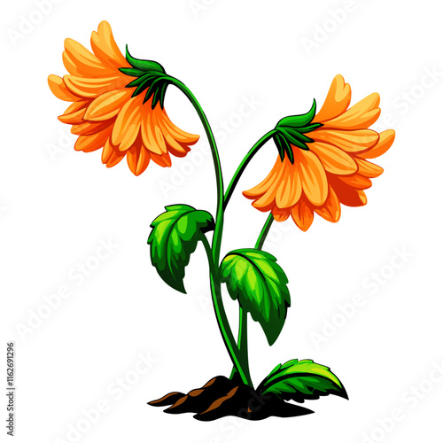 Two gerbera flowers on white vector illustration (2)