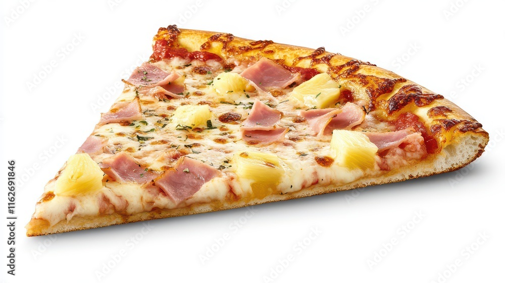 Delicious Slice of Hawaiian Pizza with Ham and Pineapple Delicious Slice of Hawaiian Pizza with Ham and Pineapple