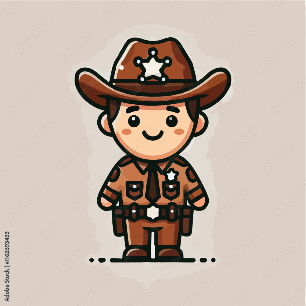 sweet smile sheriff character vector sweet smile sheriff character vector