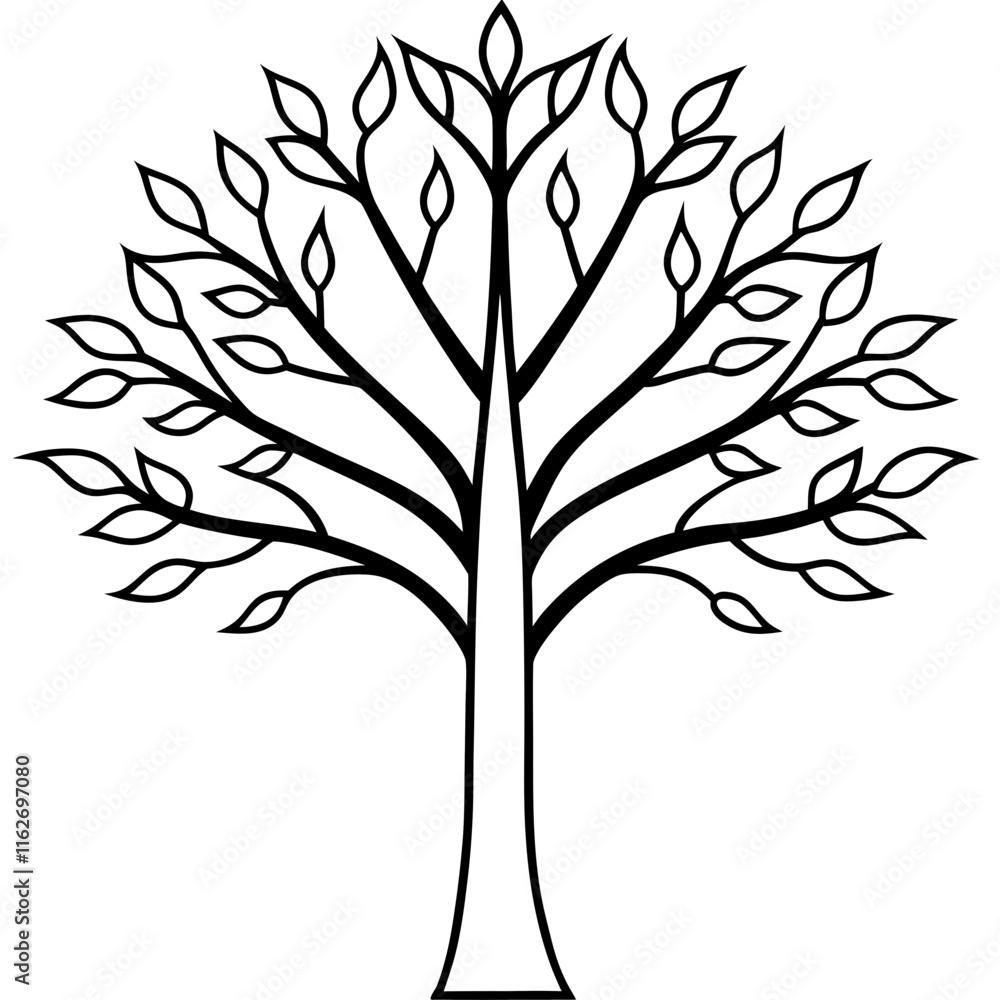 Obraz premium Simple Tree Line Art for Logo Design