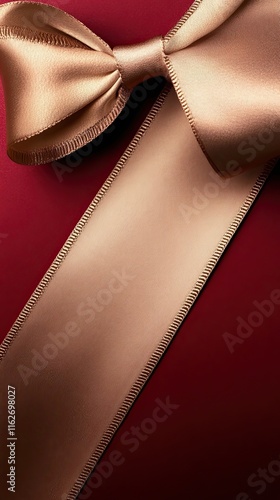 Elegant Gold Bow on Red Background Gift